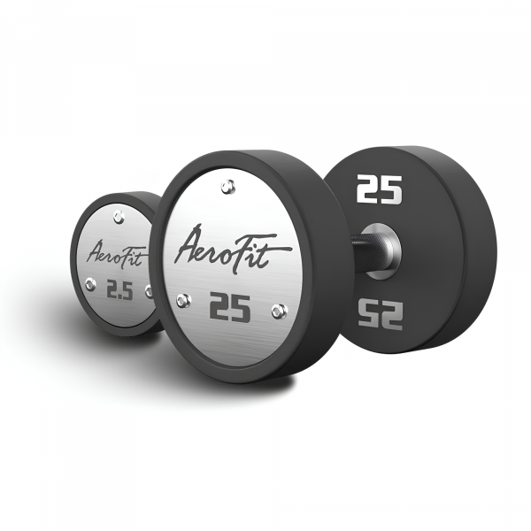 Набор полиуретановых гантелей AeroFit, 2,5-25 кг, 10 пар, шаг 2,5 кг