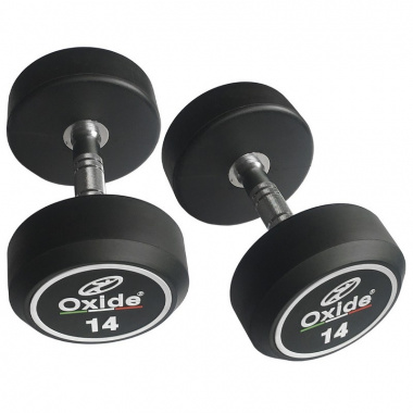 Круглые обрезиненные гантели Oxide Fitness DB145 - (от 2 до 40кг.)