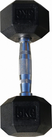 Гантель гексагональная обрезиненная PROFI-FIT 5 кг