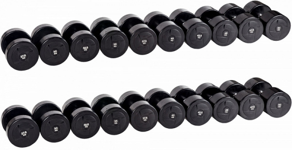 Гантельный ряд Profi-Fit Professional 27,5 кг - 50 кг (10 пар), шаг 2,5 кг