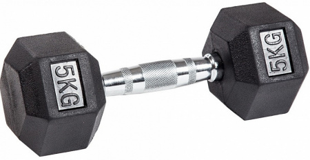 Гантель гексагональная обрезиненная PROFI-FIT 5 кг