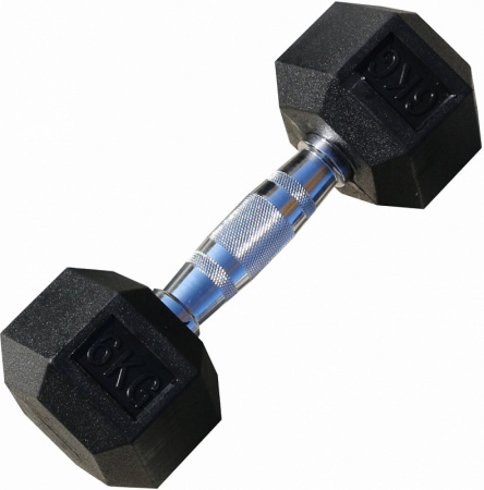 Гантель гексагональная обрезиненная PROFI-FIT 6 кг